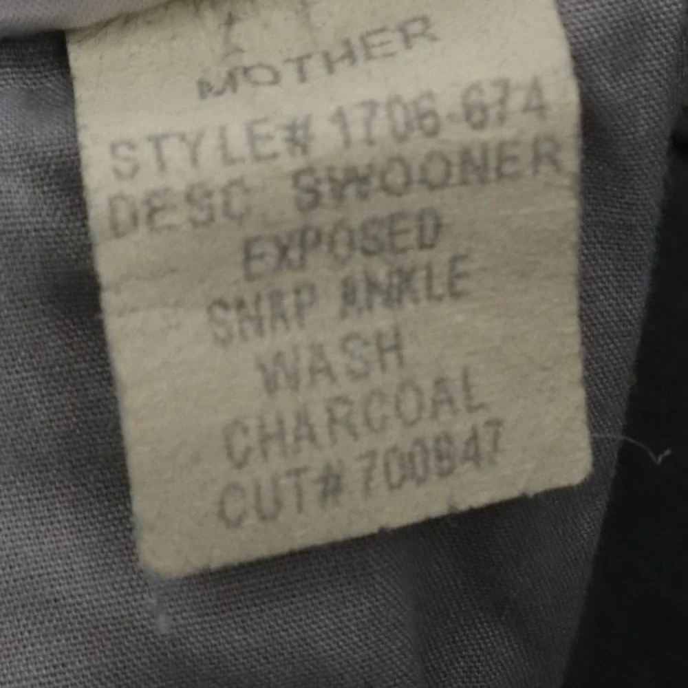 Mother The Swooner Exposed Snap Jeans Charcoal Skinny 27